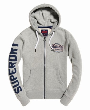 Superdry Vintage Logo Cipzár Férfi Kapucnis Pulóver Szürke | DPKSN2516